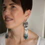 Wolf Grey White Glass Bead Earrings