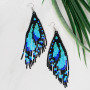 Butterfly Wing Turquoise Blue Glass Bead Earrings