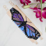 Purple Butterfly Cream Glass Beaded Brace