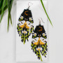 Butterfly Moth Mood Black Glass Beaded Earrings