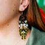 Butterfly Moth Mood Black Glass Beaded Earrings