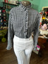 Gingham Black Plaid Ruffle Shirt