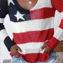 American Flag Sweater Lightweight Open Weave Knit