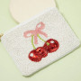 Cherries Beaded Coin Purse Fully Lined Zippet Closure 