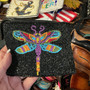 Dragonfly Black Beaded Coin Purse Lined Zipper Closure