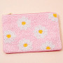 Daisies Pink Beaded Coin Purse Fully Lined Zipper Closure