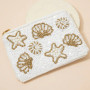 Seashells Beaded Coin Purse Lined Zipper Closure 