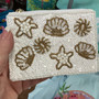 Seashells Beaded Coin Purse Lined Zipper Closure 