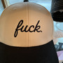 Fuck Baseball Trucker Cap Cream Black Adjustable