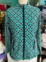 LuLu B Jacket 2 Inside Pockets 2 Zipper Pockets Coolant Fabric Green Blue