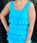 LuLu B Sleeveless Ruffle Cha Cha Coolant Like Fabric Turquoise 