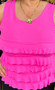 LuLu B Sleeveless Ruffle Cha Cha Coolant Like Fabric Top Hot Pink