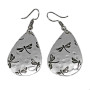 Dragonflies Engraved Silvertone Earrings
