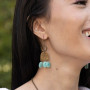 Anju Amazonite Brass Hoop Dangle Earrings