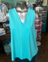 LuLu B Sleeveless Top V Neck Coolant Fabric Flared Aqua