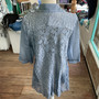 Kamana Semi Sheer Grey Blue Long Cardigan Jacket 3/4 Sleeve