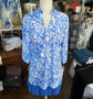 LuLu B Tunic Hibiscus Blue White Coolant Fabric