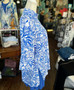 LuLu B Tunic Hibiscus Blue White Coolant Fabric