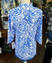 LuLu B Tunic Hibiscus Blue White Coolant Fabric