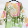 Loowie Tie Dye Olive Green Knit One Size Top Made In Italy