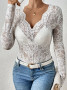 Lace Long Sleeve V Neck White Top