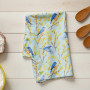 Linen Hand Towel Blue Birds Forsythias 