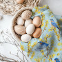Linen Hand Towel Blue Birds Forsythias 