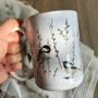 Ceramic Mug Black Capped Chickadees & Pussy Willows 15oz.