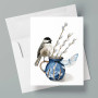 Chickadee Blue Vase Greeting Card Blank Inside
