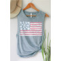 American Flag 250th Anniversary Mineral Washed Vintage Blue Sleeveless T-Shirt Tank 