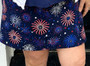 LuLu B Fireworks Navy Skort Phone Pocket & 2 Waist Zip Pockets