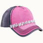 Olive & Pique Baseball Trucker Bejeweled Cap Hot Pink Grey