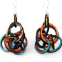 Interlocking Circles Multi Color Light Weight Earrings USA Made
