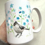 Forget Me Knot Flowers Tufted Titmouse Ceramic 15oz Mug