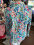 LuLu B Long Sleeve Crinkle Button Up Shirt Dragonfly Multi Color