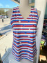 LuLu B Sleeveless V Neck Red White & Blue 250th Anniversary July 4th