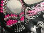 Bandana, Skull Flames Skeleton Guns Neon Pink FREE SHIPPING