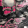 Bandana, Skull Flames Skeleton Guns Neon Pink FREE SHIPPING