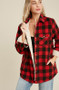 Shacket, Jacket Buffalo Plaid Sherpa Lined Red 2 Pockets