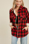 Shacket, Jacket Buffalo Plaid Sherpa Lined Red 2 Pockets
