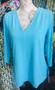 LuLu B V-Neck 3/4 Sleeve Top Turquoise SPF 50 Coolant Fabric LuLu B  LuLu B V-Neck 3/4 Sleeve Top Turquoise SPF 50 Coolant Fabric LuLu B