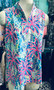 LuLu B Top, Sleeveless 1/4 Zip Pink Palm SPF 50 Coolant Fabric LuLu B 