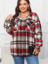50% off at Checkout 2 XL’s LEFT Shacket, Shirt Flannel Red Black Ivory Up To 4x  Plaid Metal Buttons 