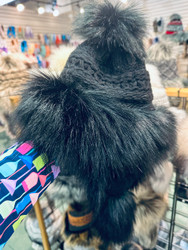 Hat, Faux Fur Bomber Ear Flaps Black