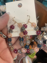 Earrings, Glass Beaded Teardrop Wine Navy Grey Blush Multiple Color