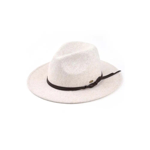 CC Faux Felt Panama Hat Oatmeal - Go Brazen display picture 1