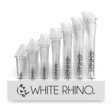 White Rhino 19/14 Glass On Glass Downstem 7 Sizes - 49CT Display