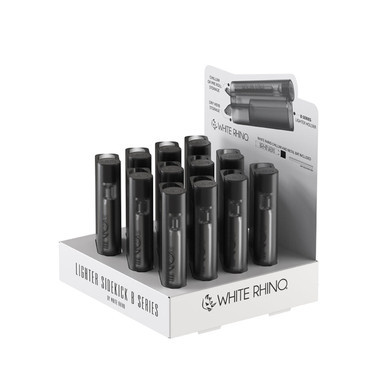 White Rhino Lighter Sidekick B Series Transparent Black - 12CT Display
