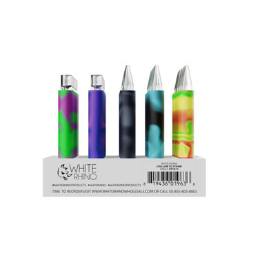 White Rhino Chillum To Straw Quartz Original Pyrex - Assorted Colors 25CT Display