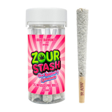 Zour Stash Liquid Diamonds Infused Preroll 2G – 10CT Blue Raspberry Lemonade